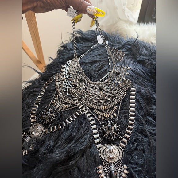 Free People Silver and Black Layered Statement Necklace 🔥 $65 Each - Picture 2 of 4